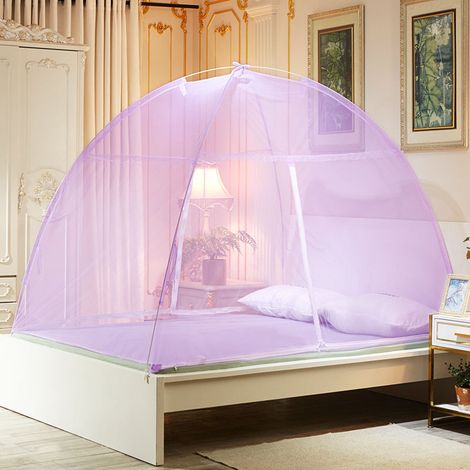 Pop-up-moskitonetz Für Bett Und Garten Mit Kuppel, Reißverschluss, Violett, 100x200 Cm