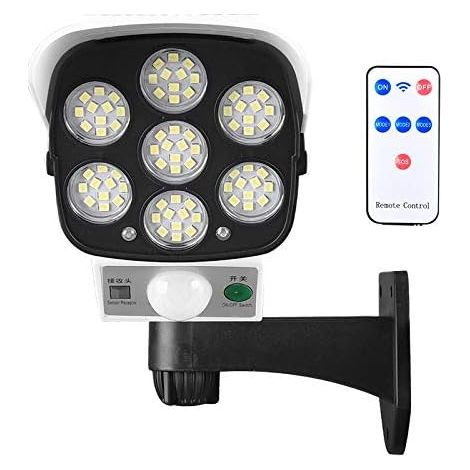 Solarleuchte Solar-außenleuchte Mit Bewegungsmelderloser Drahtloser Kamera Und Dummy-sicherheitskamera Ip66 Wasserdicht 77 Led Wandstrahler Für Hof, Garten, Terrasse, Garage, Einfahrt-rapanda