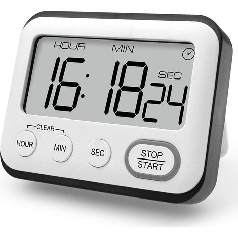 Multifunktionaler Küchentimer, Kochtimer Mit Uhr, Wecker, Digitaler Timer, Stoppuhr Mit Großem Lcd-display Und Großen Ziffern