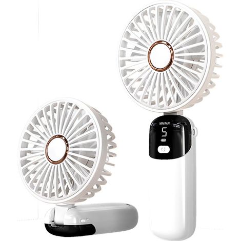 Tragbarer, Wiederaufladbarer Turbo-ventilator, 90° Klappbar, Weiß, Mit 2000-mah-batterie