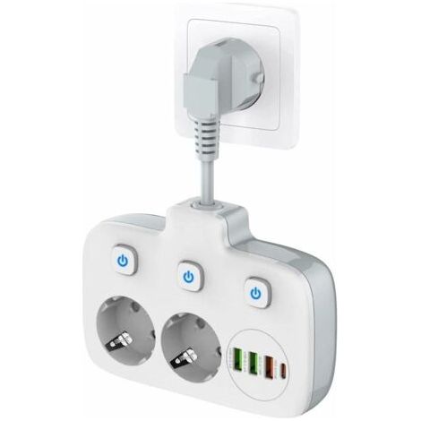 Steckdosenleiste Mit Einzelschalter, Steckdosenleiste Mit 2 Steckdosen Und 3 Schaltern, Doppelsteckdose Mit 4 Usb-anschlüssen, Ouylaf-steckeradapter Mit Überspannungsschutz, Fliti-kindersicherung