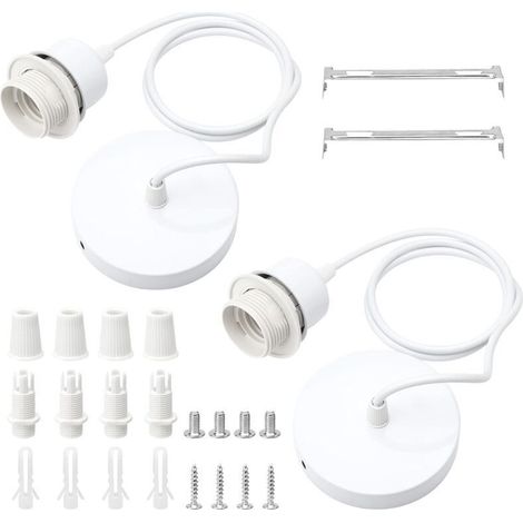 2 Stück E27 Hängeleuchten-kabel Weiß, Verstellbares Kabel 100cm, Kompatibel, Kabelabdeckung Für Kronleuchter, E27 Weiße Hängelampe, Lampenschirm Für Küche, Wohnzimmer, Esszimmer