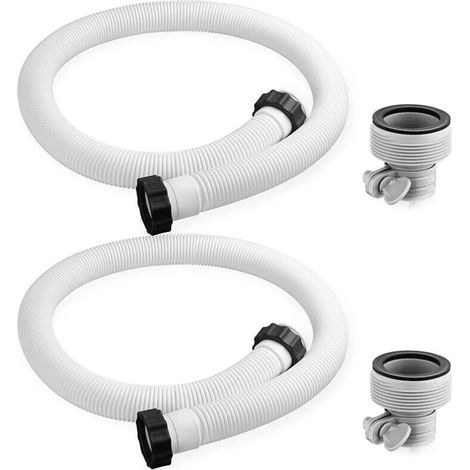 2er-pack Schwimmbadschläuche 38 Mm, Für Aufstellpools, 150 Cm, Mit 2 Schlauchadaptern Typ B, Ersatzschlauch Für Intex-pool, Filterpumpe
