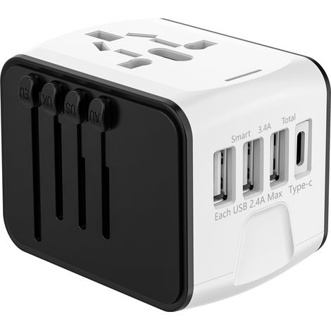 Internationaler Universal-reiseadapter Mit 3 Usb- Und 1 Type-c-anschluss, Steckdose Von Frankreich Nach Usa, Kanada, Uk, Eu, Australien, China, Japan