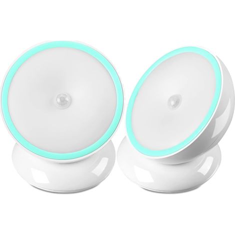 2er-set Kabellose Led-nachtlichter Mit Bewegungsmelder Und Drehbarer Basis Für Kabine, Flur, Schlafzimmer, Küche, Schrank, Weiß (wiederaufladbar)
