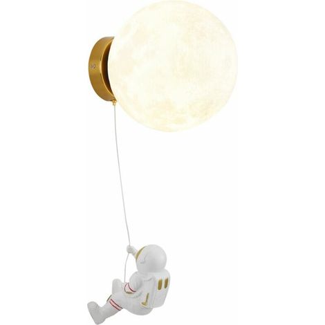 Kreative Astronauten-cartoon-wandleuchte Für Kinderzimmer, Dreifarbige Led-nachttischlampe, Durchmesser 15 Cm