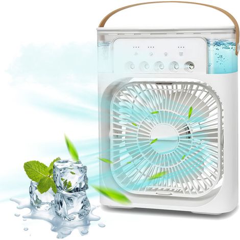 Tragbarer Klimagerät-ventilator, 4-in-1 Mini-personenklimagerät Mit Wassernebel-spray, 3 Geschwindigkeiten, Verdunstender Luftkühler, Kleiner Luftbefeuchter-ventilator