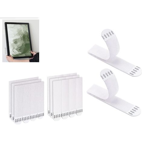 Set Aus 12 Paaren Robuster Klebestreifen (24 Streifen) Zur Beschädigungsfreien Aufhängung Von Fotos Und Bilderrahmen Ohne Nägel