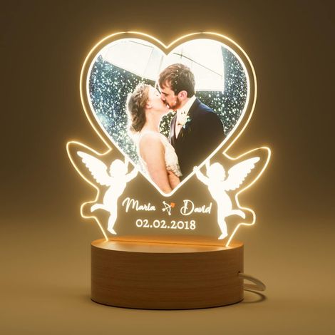 Geschenk Zum Valentinstag Für Mann Frau Paar - Personalisierte Lampe Mit Foto, Herzförmige Nachtlicht, Personalisiertes Geschenk, Led-herzrahmen Usb