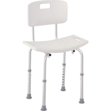 Duschstuhl Ergonomischer Duschsitz Höhenverstellbar Rutschfeste Füße Max. Belastung 136 Kg Aluminium Hdpe Weiß