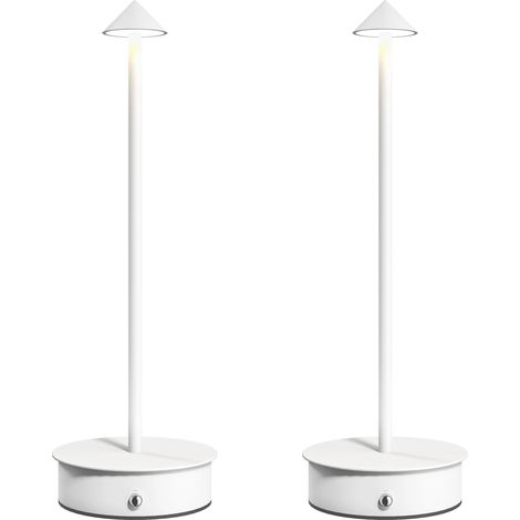 2er-set Led-tischlampen, Wiederaufladbar Mit Usb-anschluss, Touch-steuerung Und Dimmbar, Ø10 X 30 Cm, Weiß
