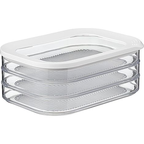 Aufbewahrungsbox Für Wurstwaren, 3 Schichten – Vorratsdose Mit Deckel – Geeignet Zur Lagerung Von Fleischprodukten – 3 Separate Aufbewahrungsboxen – 3 X 550 Ml – Weiß