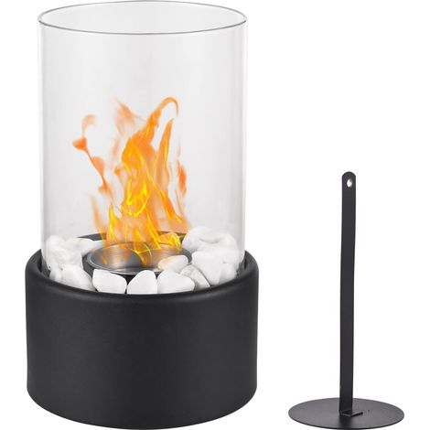 Tischfeuerstelle, Tischfeuerstelle, Feuerschale Für Den Tisch Mit Weißen Steinen, Tragbare Feuerstelle, Mini Persönlicher Kamin Für Innen- Und Außenbereich - Bioethanol-brennstoff, Innendekoration, Ge