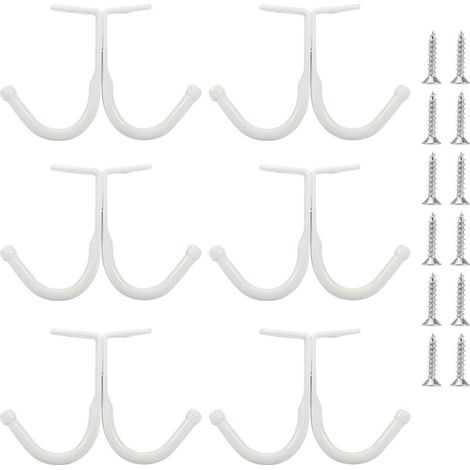 Set Aus 6 Haken Und Doppelzweigen - Kleiderbügelhaken Für Unter Dem Regal, Badezimmer-handtuchhalter (weiß)