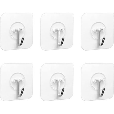 6 Selbstklebende Haken Für Badezimmer, Küche, Decken, Wände, Türen, Bademäntel, Handtuchhalter (6 Stück)