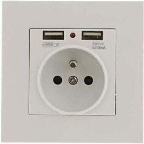 2er-set Wandsteckdosen, Elektrische Wandsteckdose Mit Doppeltem Usb 5v/2100ma, Einbaufähige Steckdose Mit 2 Praktischen Und Handlichen Usb-anschlüssen