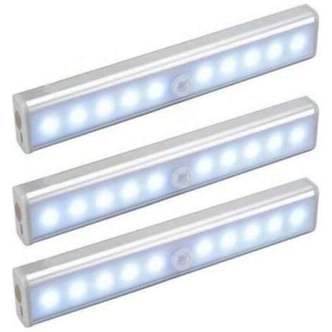 3er-set 10-led-lampen, Kabellos, Usb-aufladbar, Magnetisch, Mit Bewegungsmelder, Tragbar. Schrankbeleuchtung, Notleuchte, Kinder-nachtlicht, Zusatzbeleuchtung