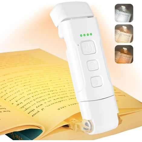Leseleuchte, Bett-leselampe, 3 Farben & 5 Einstellbare Helligkeitsstufen, Usb-aufladbar, Für Buchleser, Kinder (weiß)