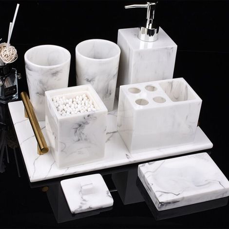 Toilettenset, Fünfteiliges Marmor-badezimmer-set, Hotel-harz-badezimmer-set, Badezimmer-ausstattungsset