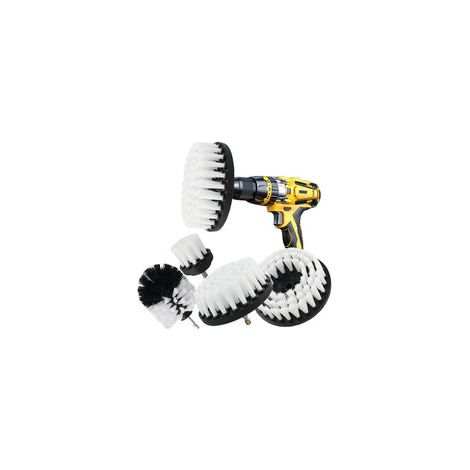 Bohrbürsten-set, 5-teilig, Bohrmaschine-bürste Für Auto, Fliesen, Teppich, Badewanne, Küche, Toilette, Weiß