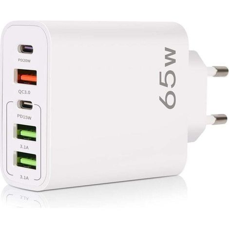 Usb-c-ladegerät, 65w 5-port Usb-c-ladegerät Mit Intelligentem Qc 3.0-schnellladegerät, Netzteil-adapter Für Iphone 15 14 13 12 11 Pro Max Se 2020 Xs Xr 8 7, Samsung