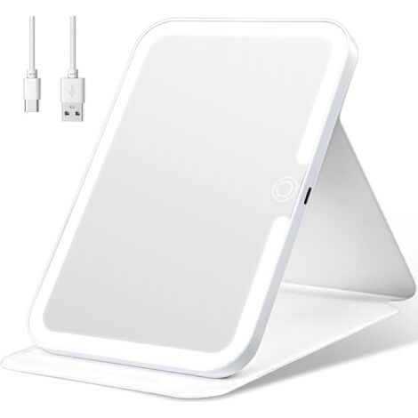 Faltbarer Led-schminkspiegel, Tragbarer Reisespiegel, 26 Sanfte Lichter, Usb-aufladbar, Schlankes Und Elegantes Design Für Tisch Oder Tasche.