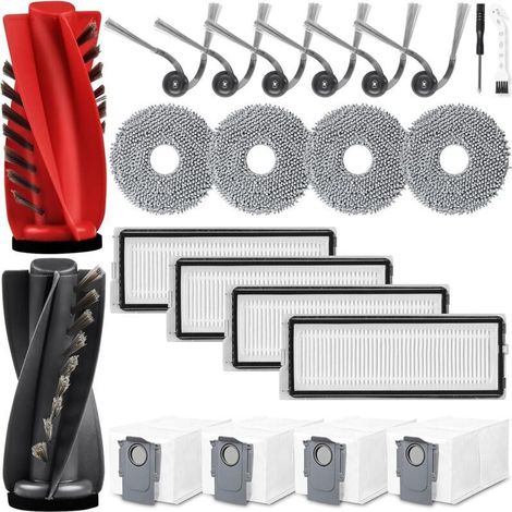 Set Mit 22 Zubehörteilen Für Saugroboter Roborock Qrevo Curv/qrevo Curv S5x/qrevo Edge/qrevo S5v, 2 Hauptbürsten, 4 Staubbeutel, 4 Reinigungstücher, 4 Filter, 6 Seitenbürsten