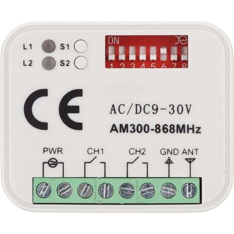 Universeller Empfänger Kompatibel Mit Doorhan-fernbedienung 433,92 Mhz, Drahtloser 2-kanal-empfänger (433–868 Mhz), Rolling/fixed Code, 12–24 V Ac/dc
