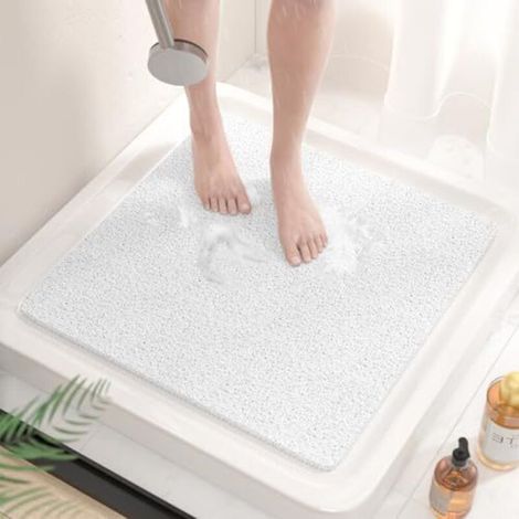 Antirutsch-duschmatte, 60x60 Cm Badewannenmatte Ohne Saugnäpfe, Weiche Pvc-luffa-badematte Für Badezimmer, Schnelltrocknend, Effiziente Wasserabführung, Weiß