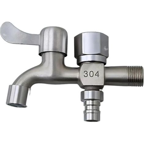 Doppelter Edelstahl-wasserauslaufhahn, Einzeln Schaltbar, Pool-doppelmopp-hahn, Wasserschalter, Waschmaschine, Doppelhahn