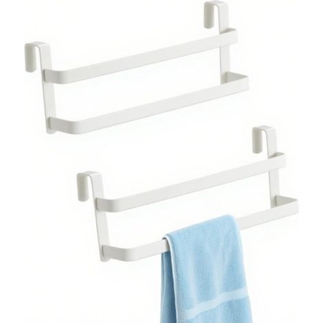 Doppelschichtiger Handtuchhalter Zum Aufhängen Über Einem Schrank, 2er-set Edelstahlstangen Zum Aufhängen Von 2 Handtüchern (weiß)