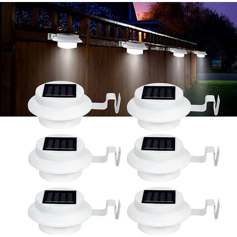 6er-set Solar-außenleuchten Mit 3 Leds – Ip65 Wasserdicht – Für Zaun, Eingangsbereich, Gehweg – Weiß