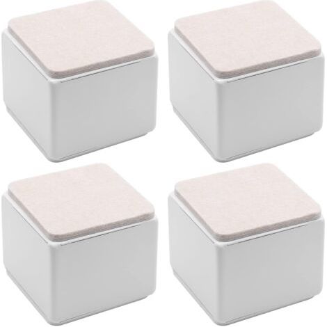 4er-set Selbstklebende Betthöher, Quadratisch Und Robust, Aus Kohlenstoffstahl, Für Tisch Und Sofa, Erhöht Um 5 Cm Mit Filzgleitern, Weiß