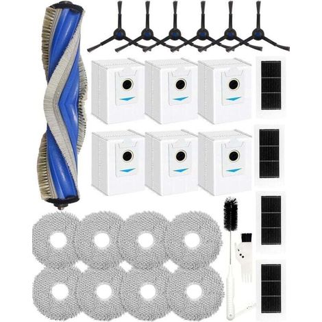 Set Mit 27 Zubehörteilen Für Ecovacs Deebot X5 Omni, X5 Pro Omni Saugroboter: Ersatzteile Bestehend Aus 1 Hauptbürste, 6 Seitenbürsten, 4 Hepa-filtern, 6 Staubsaugerbeuteln, 8 Wischpads