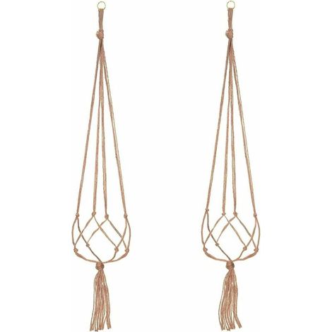 Macramé-pflanzenaufhänger, Hängender Blumentopf, Zum Aufhängen Von Blumentöpfen, Pflanzendekoration Für Balkon Und Haus, 4 Seilstränge, 105 Cm, 2 Stück