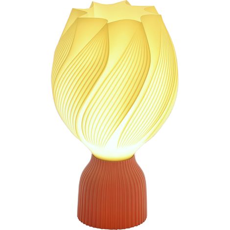 3d-led-tischlampe Mit Blütenblatt-motiv, Warmes Licht Für Nachttisch Und Schreibtisch, Ø 16,5 X 28 Cm, Weiß Und Terrakotta