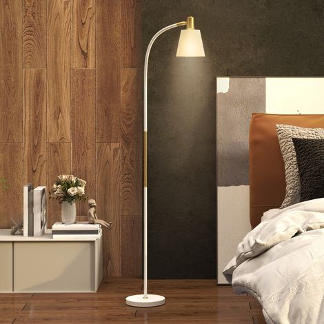 Verstellbare Stehlampe Für Wohnzimmer, Höhenverstellbar 127-160 Cm, Mit Schalter, E27-fassung, Weiß
