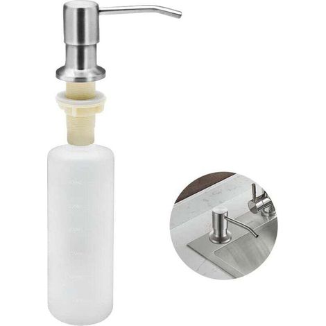 Spender Für Spülbecken-seife, Küche, Eingebauter 350-ml-reinigungsmittelspender Aus Edelstahl, Nachfüllbarer Seifenspender Mit 360° Drehbarer Pumpe (edelstahl)