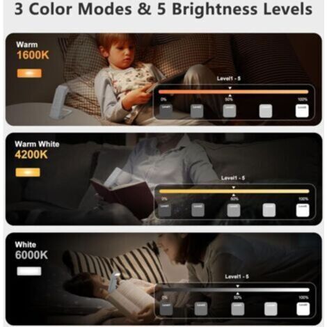Leseleuchte, Usb-aufladbares Leselicht, 3 Modi, 5 Einstellbare Helligkeitsstufen, 500 Mah, Faltbare Mini-klemmleuchte Zum Lesen Von Büchern Im Bett Für Kinder Und Erwachsene, Kompakt Und Langlebig