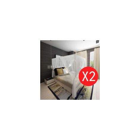 Quadratisches Bettmoskitonetz 220x200x210 Cm – 3 Öffnungen – 2 Stück – 100 % Polyester – Maschendichte 156 Mesh/quadratzoll