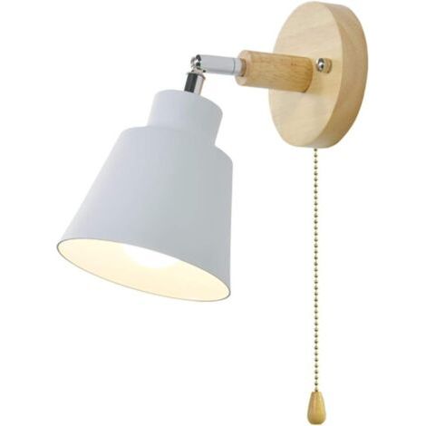 Holz-wandleuchte Für Den Innenbereich Mit Schalter, Drehbare Aluminium-wandlampe Für Bar, Schlafzimmer, Küche, Restaurant, Café, Flur, E27, Weiß