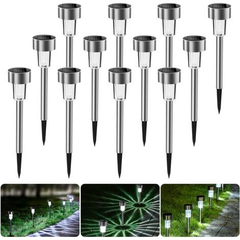 Solarbetriebene Außen-gartenlampen, 12 Stück Wasserdichte Kabellose Led-gartenleuchten, Dekorative Solar-außenlampen In Kaltweiß