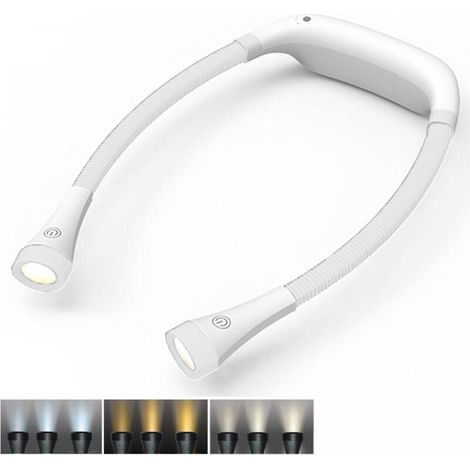 Led-leselampe, 3 Farben, 6 Helligkeitsstufen, Klappbarer Arm, Wiederaufladbar, Lange Akkulaufzeit, Perfekt Zum Lesen, Stricken, Campen Und Reparieren