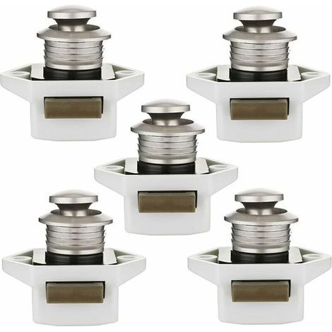 20 Mm Druckknopf Schrankverriegelung Schlüsselloses Riegel 5 Stück, Schranktürknopf Möbelverschluss Verschluss Für Wohnwagen Caravan Schublade Campingbus (weiß)