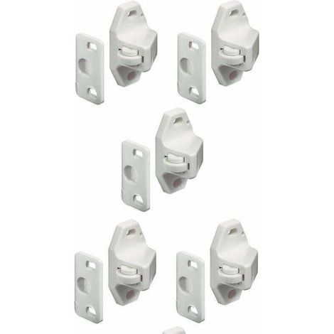 5x Universelle Weiße Rollen-riegel Mit Schraubgegenstück, Möbelriegel Für Tür, Schrank, Küche, Badezimmer