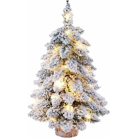 45,7 Cm Kleiner Künstlicher Weihnachtsbaum Mit Vorbeleuchtung, Schneebedeckter Weihnachtsbaum Mit Lichtern Für Die Innendekoration, Weiß
