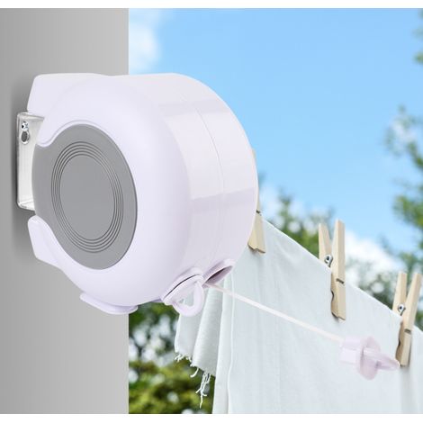 Einziehbare Außen-wäscheleine 13 M – Maximale Belastung 20 Kg – Wetterfest – Schnelle Und Einfache Installation