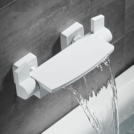 Weiße Kaskaden-wandarmatur Für Badewanne, Wandmontierter Wasserhahn Für Badezimmer, Badewannenarmatur Mit Handbrause (a)