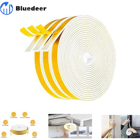 Fenster- Und Türklebeband, 3 Rollen, 6m X 2mm X 9mm, Schallisolierendes Dichtungsband, Gummi-dichtungsband Für Kälteschutz, Vielseitig Einsetzbar, Rutschfest - Weißer Schaumstoff, Gelbe Folie