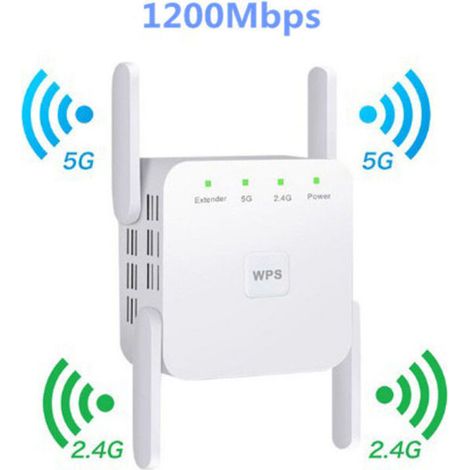 Wlan-repeater 1200 Mbit/s Dualband 5 Ghz Und 2,4 Ghz Abdeckung Bis Zu 2000 Quadratfuß 4 Hochgewinn-antennen